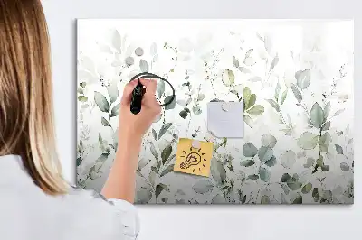 Pizarra borrable de cristal con imanes plantas