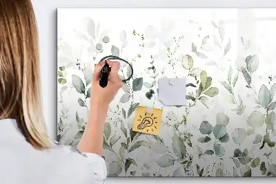 Pizarra borrable de cristal con imanes plantas