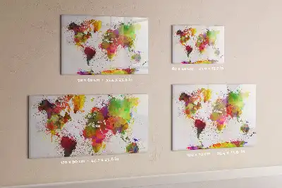 Pizarra borrable de cristal con imanes mapa del mundo en acuarela