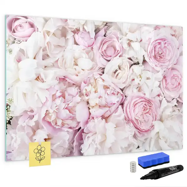 Pizarra magnética de pared con rotulador y diseño de flores decorativas