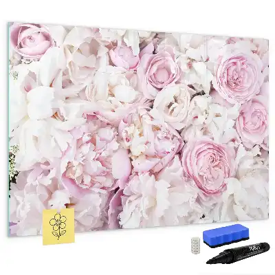 Pizarra magnética de pared con rotulador y diseño de flores decorativas