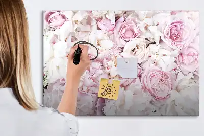 Pizarra magnética de pared con rotulador y diseño de flores decorativas