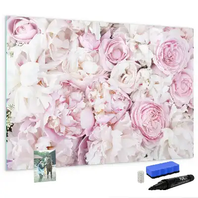 Pizarra magnética de pared con rotulador y diseño de flores decorativas