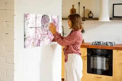 Pizarra magnética de pared con rotulador y diseño de flores decorativas