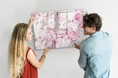 Pizarra magnética de pared con rotulador y diseño de flores decorativas