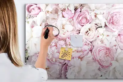 Pizarra magnética de pared con rotulador y diseño de flores decorativas