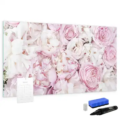 Pizarra magnética de pared con rotulador y diseño de flores decorativas