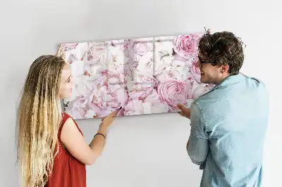 Pizarra magnética de pared con rotulador y diseño de flores decorativas