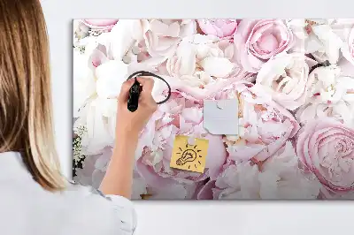 Pizarra magnética de pared con rotulador y diseño de flores decorativas