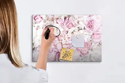 Pizarra magnética de pared con rotulador y diseño de flores decorativas