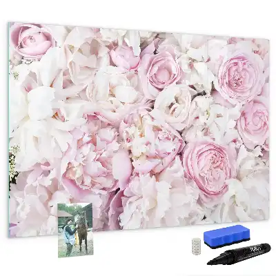 Pizarra magnética de pared con rotulador y diseño de flores decorativas