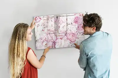 Pizarra magnética de pared con rotulador y diseño de flores decorativas