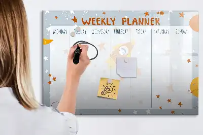 Pizarra de cristal borrable con imanes planificador semanal
