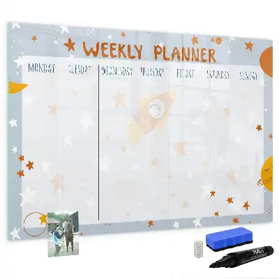 Pizarra de cristal borrable con imanes planificador semanal