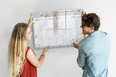 Pizarra de cristal borrable con imanes planificador semanal