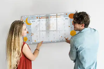 Pizarra de cristal borrable con imanes planificador semanal
