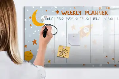 Pizarra de cristal borrable con imanes planificador semanal