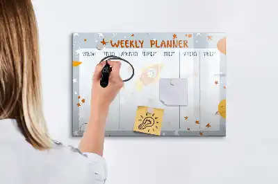 Pizarra de cristal borrable con imanes planificador semanal