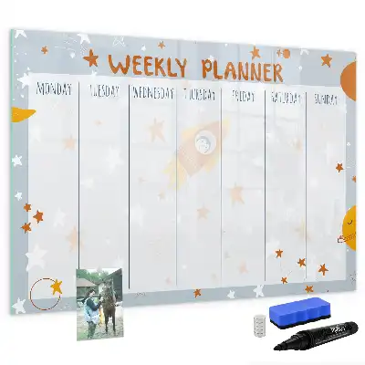 Pizarra de cristal borrable con imanes planificador semanal
