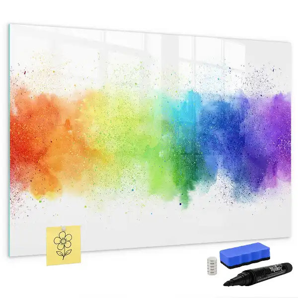 Pizarra magnética de pared con rotulador diseño de arcoíris abstracto