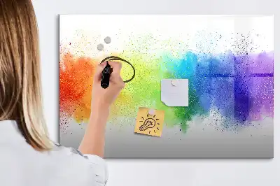 Pizarra magnética de pared con rotulador diseño de arcoíris abstracto