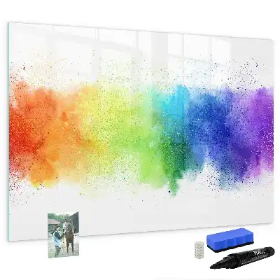 Pizarra magnética de pared con rotulador diseño de arcoíris abstracto