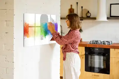 Pizarra magnética de pared con rotulador diseño de arcoíris abstracto