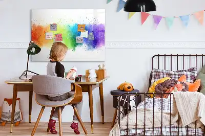 Pizarra magnética de pared con rotulador diseño de arcoíris abstracto