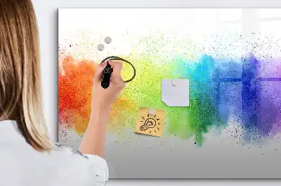 Pizarra magnética de pared con rotulador diseño de arcoíris abstracto