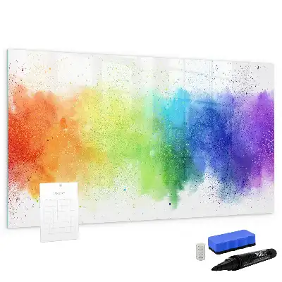 Pizarra magnética de pared con rotulador diseño de arcoíris abstracto