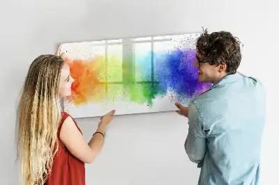 Pizarra magnética de pared con rotulador diseño de arcoíris abstracto