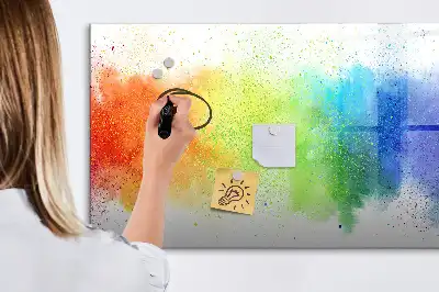 Pizarra magnética de pared con rotulador diseño de arcoíris abstracto