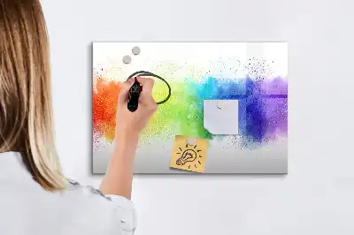 Pizarra magnética de pared con rotulador diseño de arcoíris abstracto