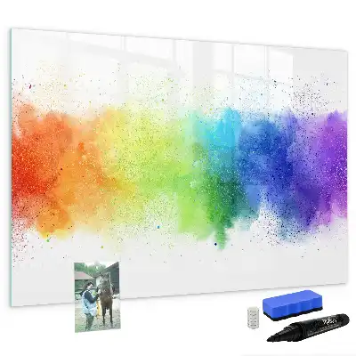 Pizarra magnética de pared con rotulador diseño de arcoíris abstracto