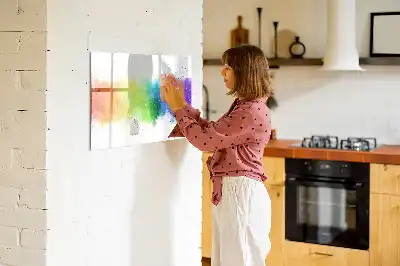 Pizarra magnética de pared con rotulador diseño de arcoíris abstracto