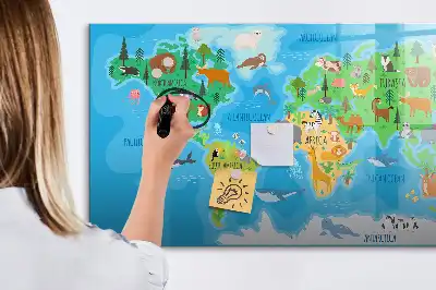 Pizarra magnética de pared con diseño de mapa de dibujos animados y rotulador