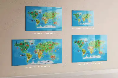 Pizarra magnética de pared con diseño de mapa de dibujos animados y rotulador