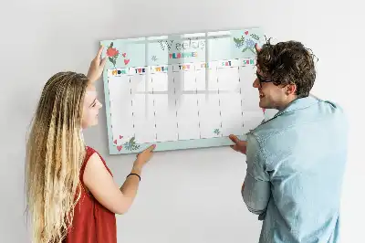 Pizarra borrable de cristal con imanes planificador semanal