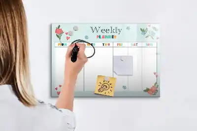 Pizarra borrable de cristal con imanes planificador semanal