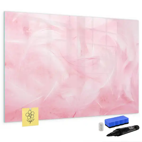 Pizarra magnética de pared con rotulador y diseño de abstracción de plumas