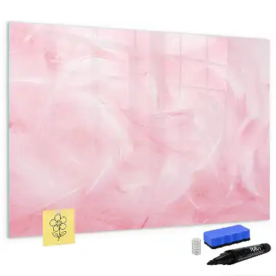 Pizarra magnética de pared con rotulador y diseño de abstracción de plumas