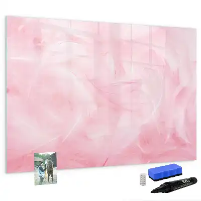 Pizarra magnética de pared con rotulador y diseño de abstracción de plumas