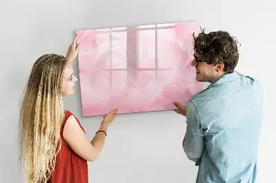 Pizarra magnética de pared con rotulador y diseño de abstracción de plumas