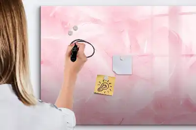 Pizarra magnética de pared con rotulador y diseño de abstracción de plumas