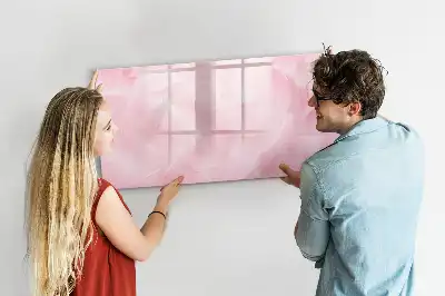 Pizarra magnética de pared con rotulador y diseño de abstracción de plumas