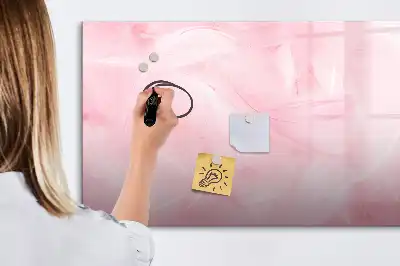 Pizarra magnética de pared con rotulador y diseño de abstracción de plumas