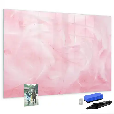 Pizarra magnética de pared con rotulador y diseño de abstracción de plumas