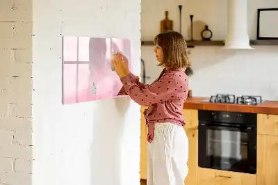Pizarra magnética de pared con rotulador y diseño de abstracción de plumas