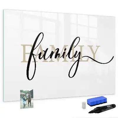 Pizarra magnética de pared diseño con texto familia y rotulador incluido