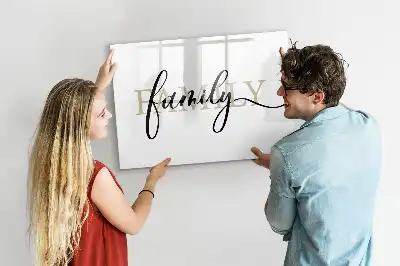 Pizarra magnética de pared diseño con texto familia y rotulador incluido
